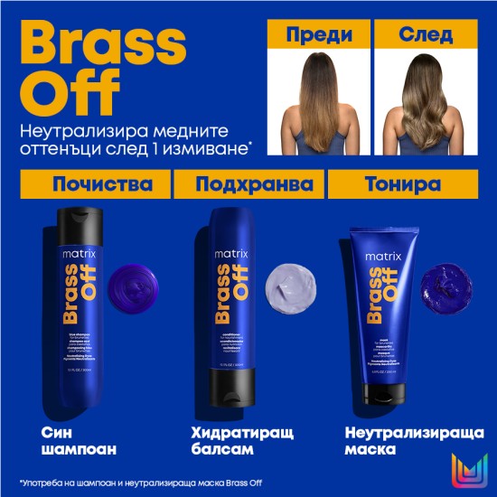 Шампоан за неутрализиране на жълти и оранжеви оттенъци Matrix Total Results Brass Off 300 ml